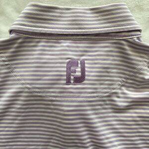 FootJoy FJ Men's Large Lavender White Striped Short Sleeve Golf Polo Shirt
